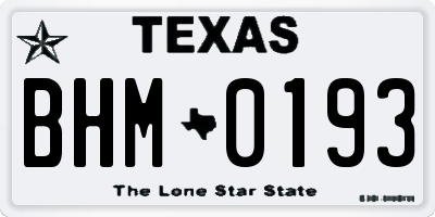TX license plate BHM0193