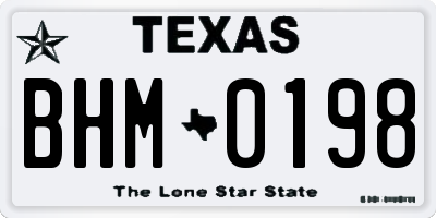 TX license plate BHM0198