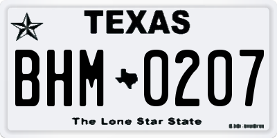TX license plate BHM0207