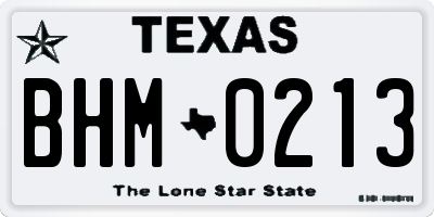 TX license plate BHM0213