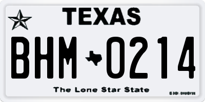TX license plate BHM0214