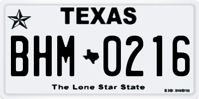 TX license plate BHM0216