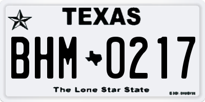 TX license plate BHM0217