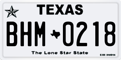 TX license plate BHM0218