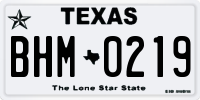 TX license plate BHM0219
