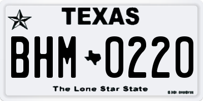TX license plate BHM0220