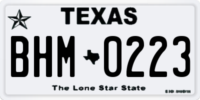 TX license plate BHM0223