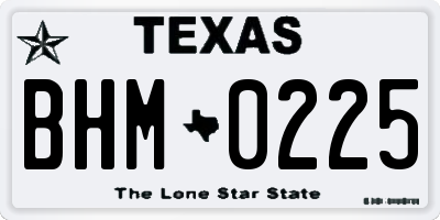 TX license plate BHM0225