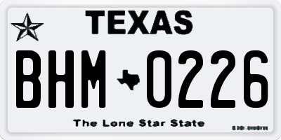 TX license plate BHM0226