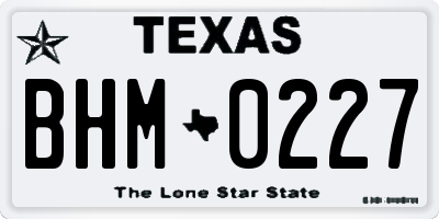 TX license plate BHM0227