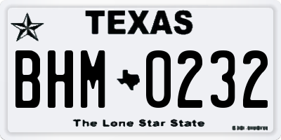TX license plate BHM0232