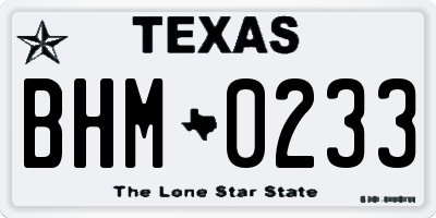 TX license plate BHM0233