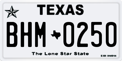TX license plate BHM0250