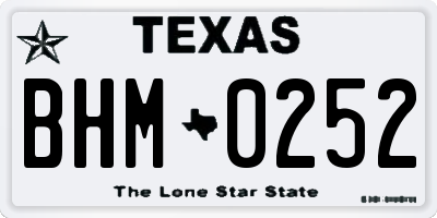 TX license plate BHM0252