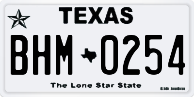 TX license plate BHM0254