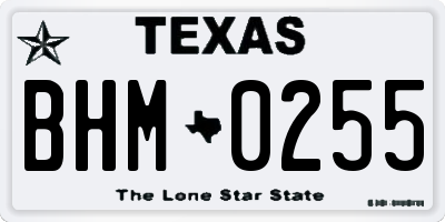 TX license plate BHM0255