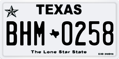 TX license plate BHM0258