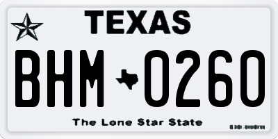TX license plate BHM0260