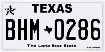 TX license plate BHM0286