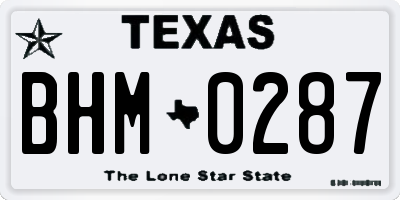 TX license plate BHM0287