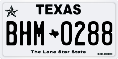 TX license plate BHM0288