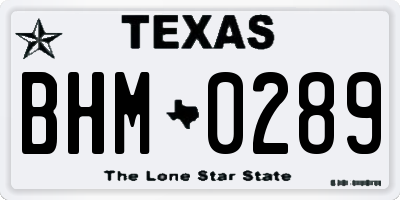 TX license plate BHM0289