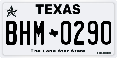 TX license plate BHM0290