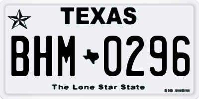 TX license plate BHM0296