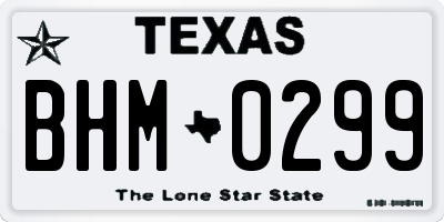 TX license plate BHM0299