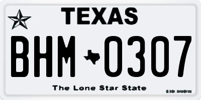 TX license plate BHM0307