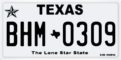 TX license plate BHM0309
