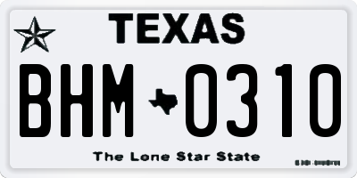 TX license plate BHM0310