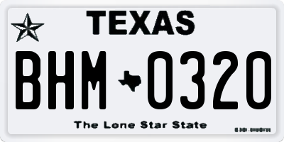 TX license plate BHM0320