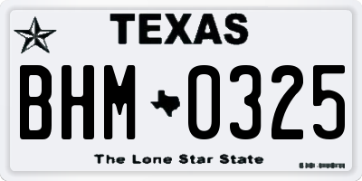 TX license plate BHM0325