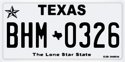 TX license plate BHM0326
