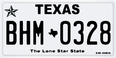 TX license plate BHM0328