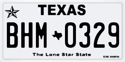 TX license plate BHM0329