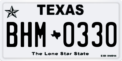 TX license plate BHM0330
