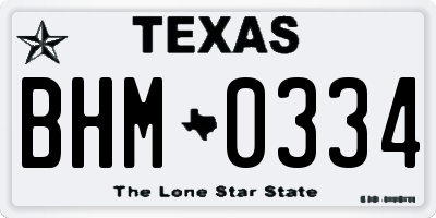 TX license plate BHM0334