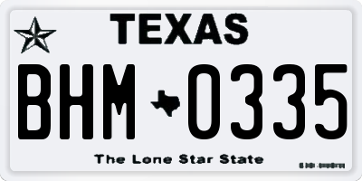 TX license plate BHM0335