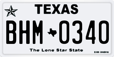 TX license plate BHM0340