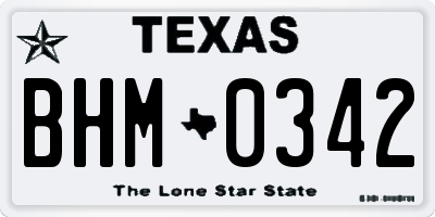 TX license plate BHM0342