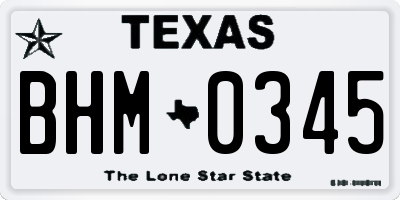 TX license plate BHM0345