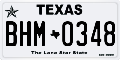 TX license plate BHM0348
