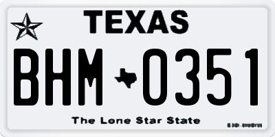 TX license plate BHM0351