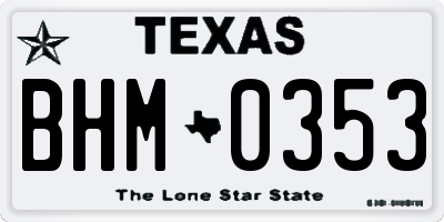 TX license plate BHM0353