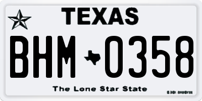 TX license plate BHM0358