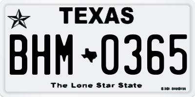 TX license plate BHM0365