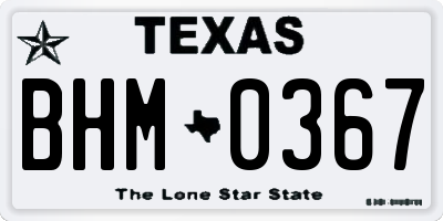 TX license plate BHM0367