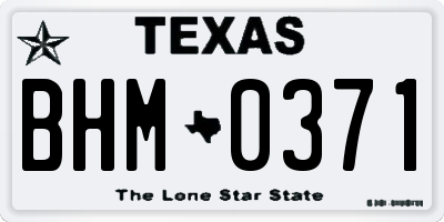 TX license plate BHM0371